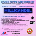 RUNNING TEXT P10 LED SMD OUTDOOR WARNA BIRU UKURAN LED 16X96 CM UKURAN BOX 20X132 CM