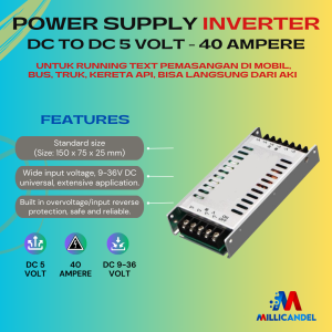 POWER SUPPLY INPUT DC 9 – 36 VOLT OUTPUT 5 VOLT UNTUK MOBIL BUS TRUK – 5V – 40A