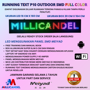 RUNNING TEXT P10 LED SMD OUTDOOR RGB FULL COLOR UKURAN LED 16X160 CM ...