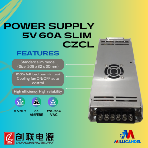 POWER SUPPLY RUNNING TEXT 5 VOLT 60 AMPERE SLIM CZCL