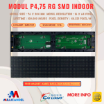 PANEL MODUL P4,75 P4.75 F3.75 F3,75 16X64 RUNNING TEXT SMD RED MERAH INDOOR RG