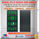 PANEL MODUL P4,75 P4.75 F3.75 F3,75 16X64 RUNNING TEXT SMD RED MERAH INDOOR RG